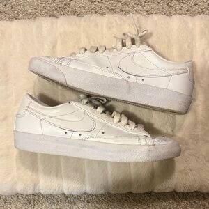 Nike White Blazer Low 77 Low-Top Leather Sneakers